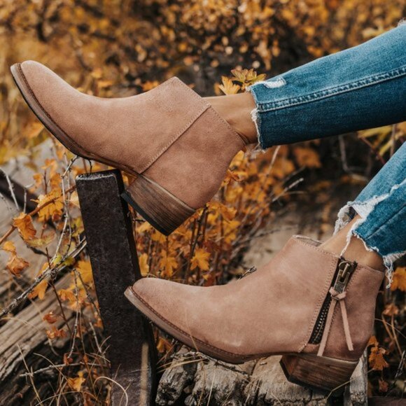 Freebird Onyx Ankle Boot Booties Blush Tan Leather Suede Casual sz 9 - Picture 2 of 13